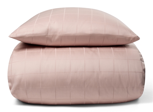 Billede af Sengetøj 140x200 cm - Blødt, jacquardvævet bomuldssatin - Check rosa - By Night sengesæt